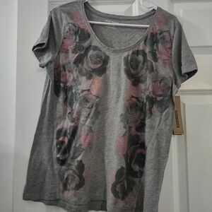 DKNY Gray Pink Graphic Relaxed Tee